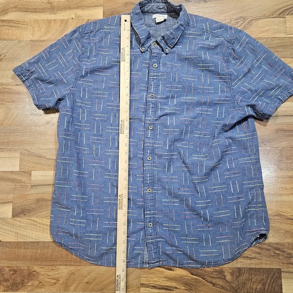 Carbon2Cobalt Blue Pattern Cotton Short Sleeve Button Shirt XL - Picture 5 of 6